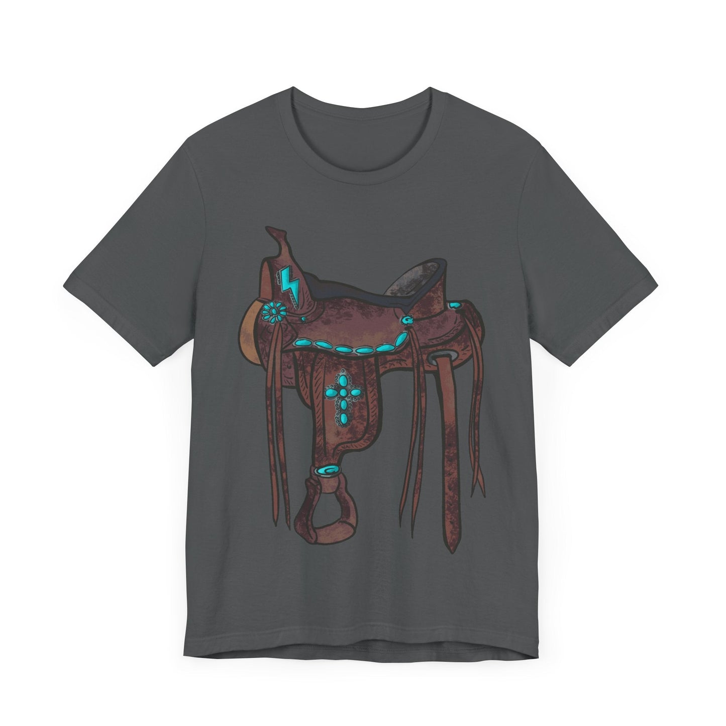 Printify T-Shirt Tooled Western Saddle & Cross Tee Shirt