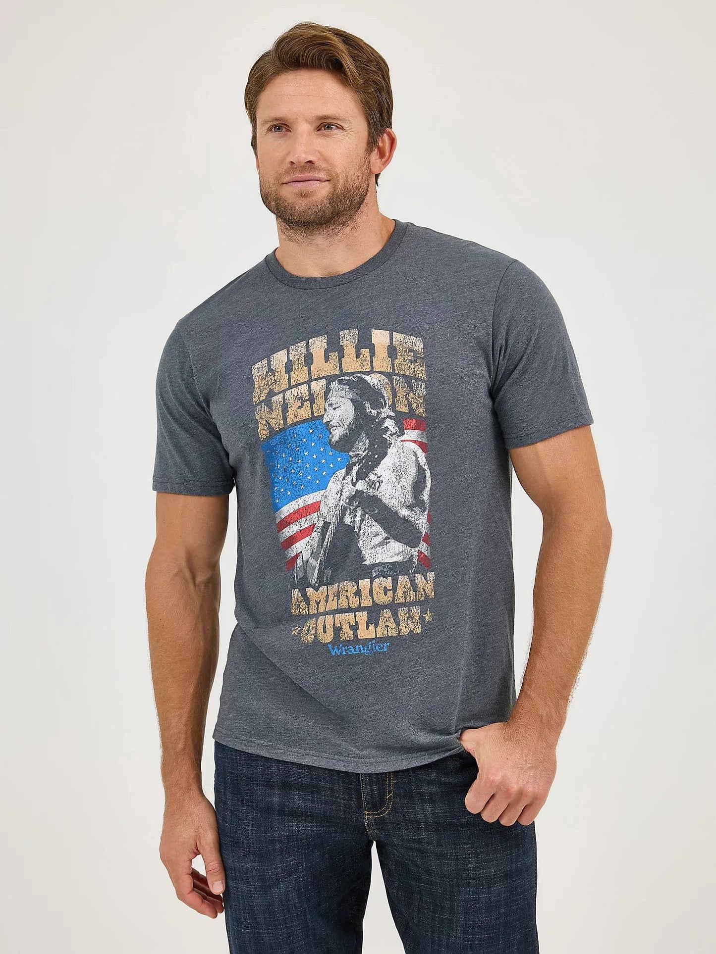 WRANGLER MENS CLOTHING WILLIE NELSON WRANGLER GRAPHIC TEE