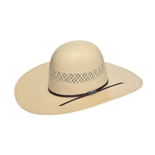 M&F WESTERN PRODUCTS HATS 4.5" TAN/IVORY OPEN CROWN TWISTER STRAW HAT