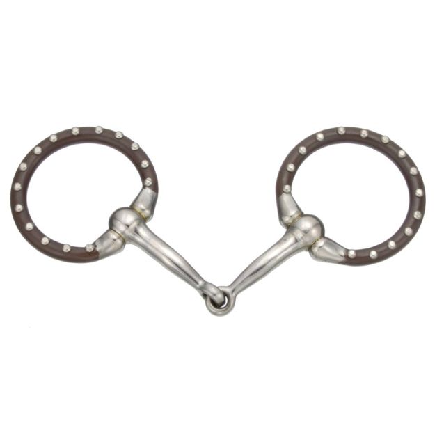 JT INTERNATIONAL TACK 4"  ANTIQUE BROWN DOTS OFFSET DEE SNAFFLE