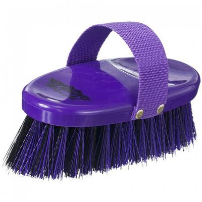 JT INTERNATIONAL TACK PURPLE ANGLED SOFT & MEDIUM BRISTLE BRUSH