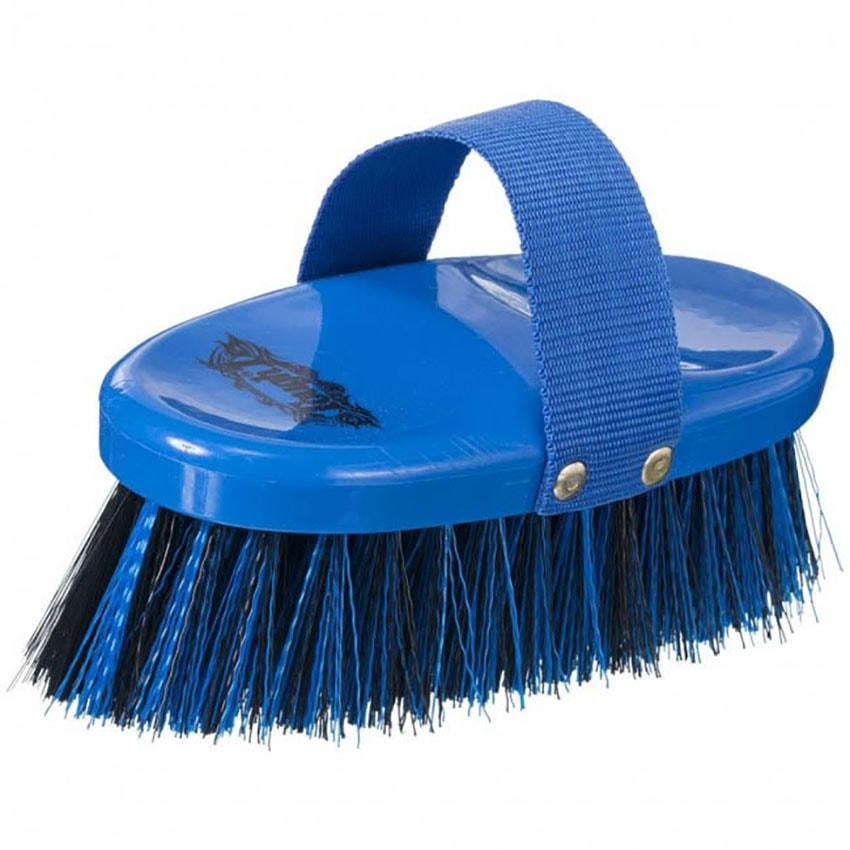 JT INTERNATIONAL TACK BLUE ANGLED SOFT & MEDIUM BRISTLE BRUSH