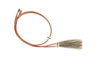 M&F WESTERN PRODUCTS ACCESSORIES BROWN LEATHER STAMPEDE STRING W/ BRAIDED HORSEHAIR SLIDE