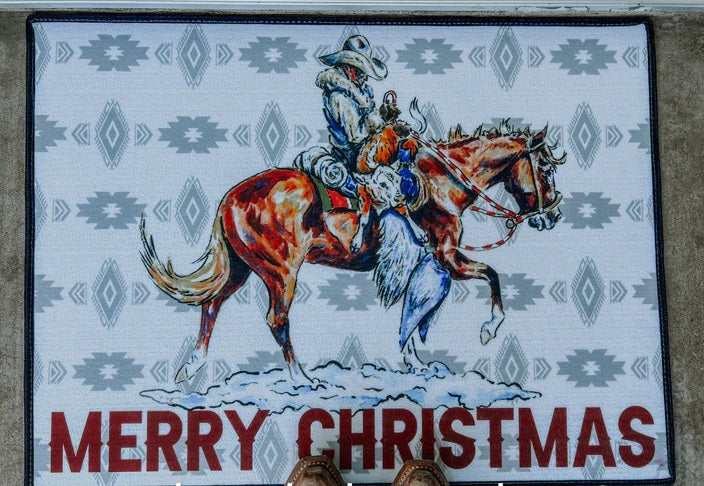 THE WHOLE HERD ACCESSORIES CHRISTMAS_RANCH CHRISTMAS DOORMAT