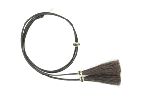 M&F WESTERN PRODUCTS ACCESSORIES BLACK LEATHER STAMPEDE STRING W/ BRAIDED HORSEHAIR SLIDE