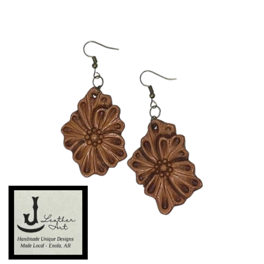 JR'S HOBBY HORSE ACCESSORIES ROCKING J SMALL WILDFLOWER LEATHER EARRINGS