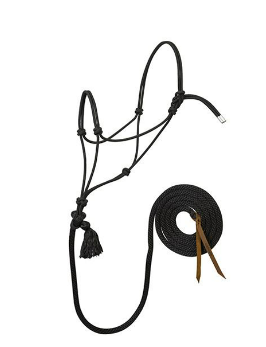 WEAVER LEATHER TACK AVERAGE / BLACK SILVERTIP NO 95 ROPE HALTER W/ 10' LEAD