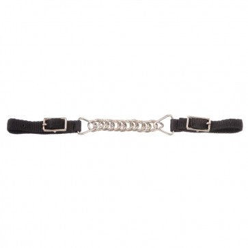 JT INTERNATIONAL TACK SINGLE FLAT CHAIN NYLON CURB STRAP - BLACK