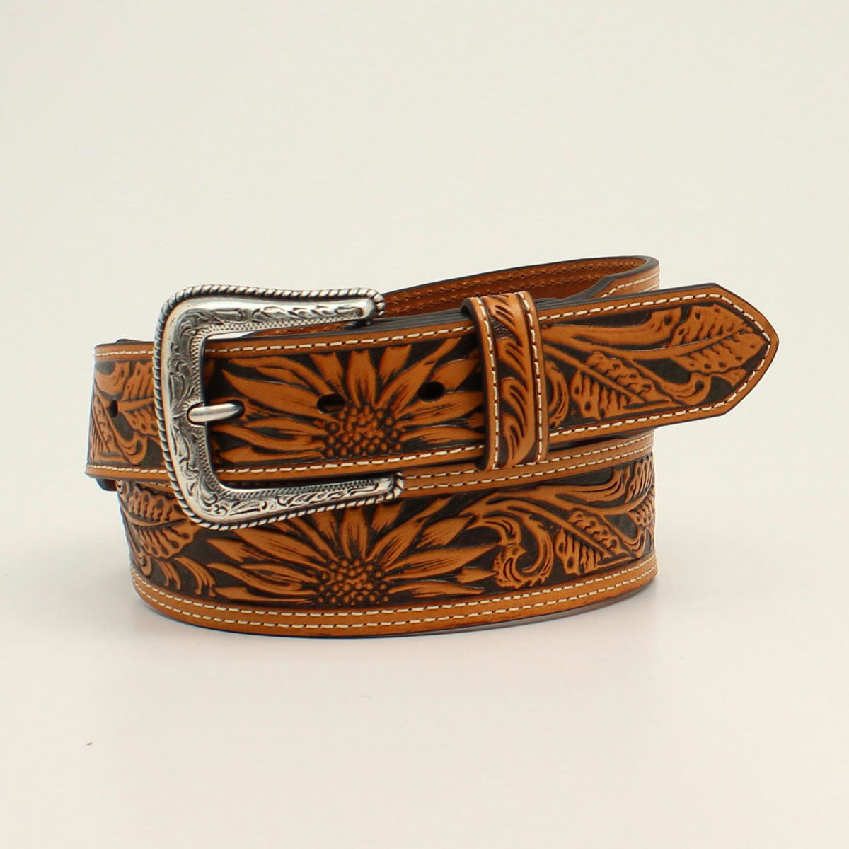 M&F WESTERN PRODUCTS ACCESSORIES 32 SUNFLOWER TOOLED TAN NOCONA BELT